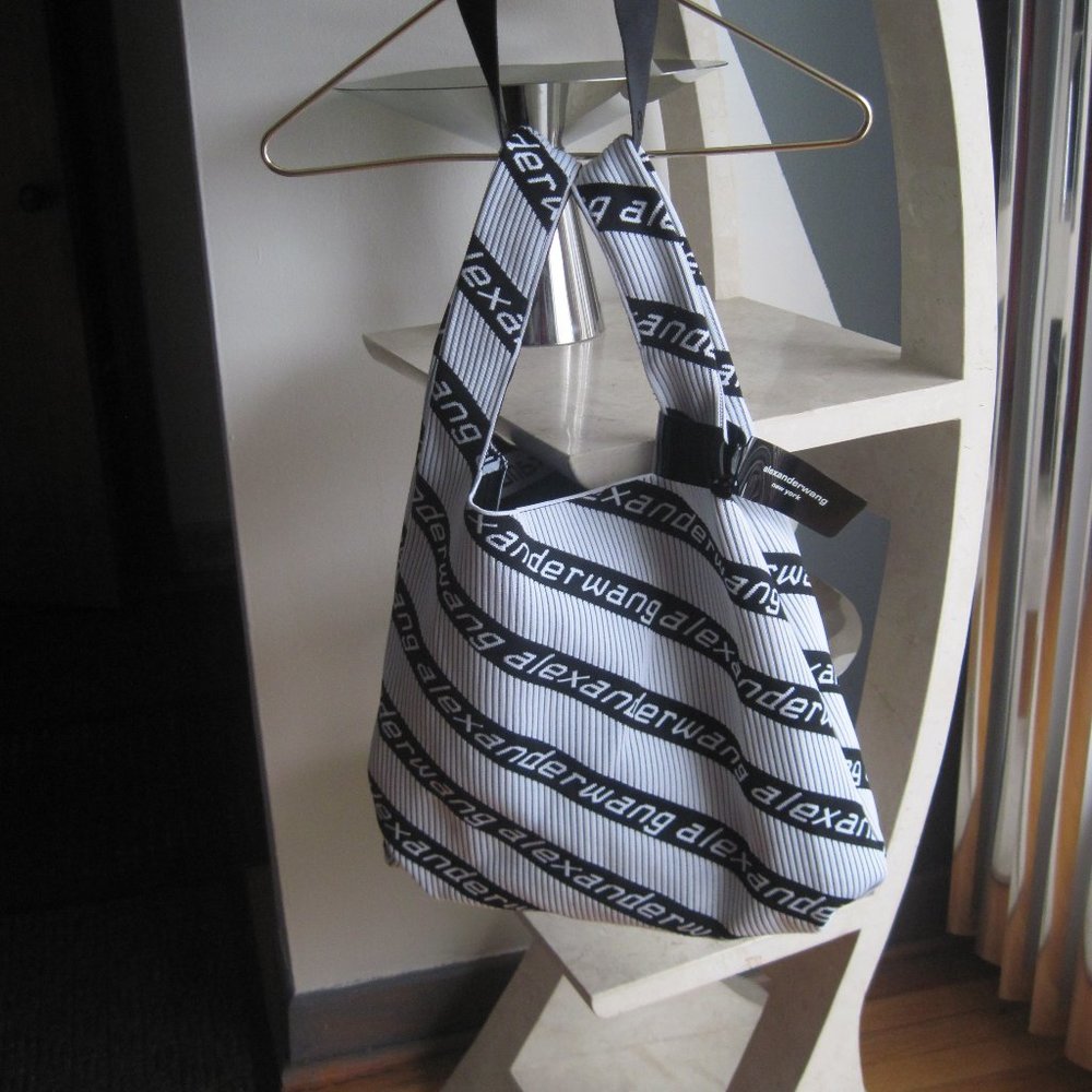 AUTHENTIC ALEXANDER WANG LOGO JACQUARD SHOPPER TOTE BAG